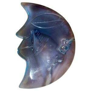 224g Large High Quality Druzy Agate Moon Agate Moon Carving Crystal Moon 7.9 oz